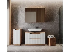 Conjunto de móveis de banheiro carvalho/branco às riscas 99.4x32x62.5 lotta