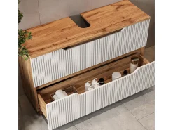 Conjunto de móveis de banheiro carvalho/branco às riscas 99.4x32x62.5 lotta