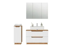 Conjunto de móveis de banheiro carvalho/branco às riscas 99.4x32x62.5 lotta