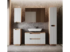 Conjunto de móveis de banheiro carvalho/branco às riscas 99.4x32x62.5 lotta