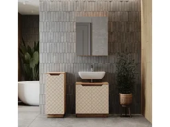 Conjunto de móveis de banheiro carvalho/caxemira com estrutura em azulejo 59.8x32x62.1 lotta