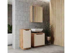 Conjunto de móveis de banheiro carvalho/caxemira com estrutura em azulejo 59.8x32x62.1 lotta