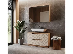 Conjunto de móveis de banheiro carvalho/caxemira com estrutura em azulejo 99.4x32x62.5 lotta
