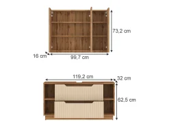 Conjunto de móveis de banheiro carvalho/caxemira às riscas 119.2x35x62.5 lotta