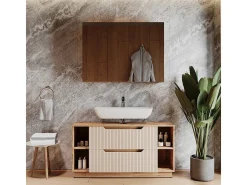 Conjunto de móveis de banheiro carvalho/caxemira às riscas 119.2x35x62.5 lotta