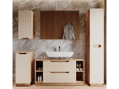 Conjunto de móveis de banheiro carvalho/caxemira às riscas 119.2x35x62.5 lotta