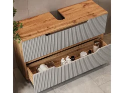 Conjunto de móveis de banheiro carvalho/cinzento às riscas 99.4x32x62.5 lotta