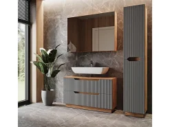 Conjunto de móveis de banheiro carvalho/cinzento às riscas 99.4x32x62.5 lotta