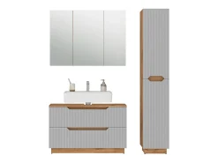 Conjunto de móveis de banheiro carvalho/cinzento às riscas 99.4x32x62.5 lotta
