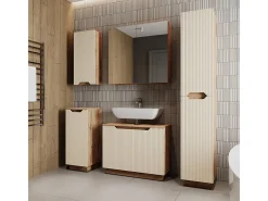 Conjunto de móveis de banheiro carvalho/caxemira às riscas 79.6x32x62.1 lotta