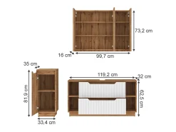 Conjunto de móveis de banheiro carvalho/branco às riscas 119.2x35x62.5 lotta