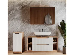 Conjunto de móveis de banheiro carvalho/branco às riscas 119.2x35x62.5 lotta