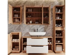 Conjunto de móveis de banheiro carvalho/branco às riscas 119.2x35x62.5 lotta
