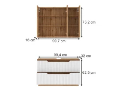Conjunto de móveis de banheiro carvalho/branco às riscas 119.2x35x62.5 lotta