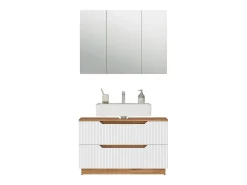 Conjunto de móveis de banheiro carvalho/branco às riscas 119.2x35x62.5 lotta