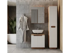 Conjunto de móveis de banheiro carvalho/branco às riscas 59.8x32x62.1 lotta