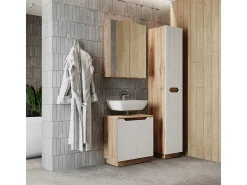 Conjunto de móveis de banheiro carvalho/branco às riscas 59.8x32x62.1 lotta