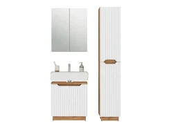 Conjunto de móveis de banheiro carvalho/branco às riscas 59.8x32x62.1 lotta