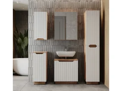Conjunto de móveis de banheiro carvalho/branco às riscas 59.8x32x62.1 lotta