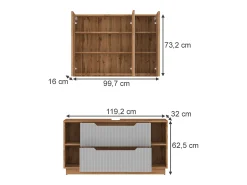 Conjunto de móveis de banheiro carvalho/cinzento às riscas 119.2x35x62.5 lotta