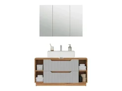 Conjunto de móveis de banheiro carvalho/cinzento às riscas 119.2x35x62.5 lotta