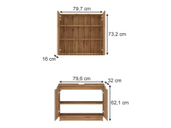 Conjunto de móveis de banheiro carvalho/cinzento às riscas 79.6x32x62.1 lotta