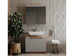 Conjunto de móveis de banheiro carvalho/cinzento às riscas 79.6x32x62.1 lotta