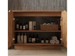 Conjunto de móveis de banheiro carvalho/cinzento às riscas 79.6x32x62.1 lotta