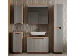 Conjunto de móveis de banheiro carvalho/cinzento às riscas 79.6x32x62.1 lotta