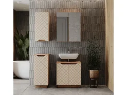 Conjunto de móveis de banheiro carvalho/caxemira com estrutura em azulejo 59.8x32x62.1 lotta