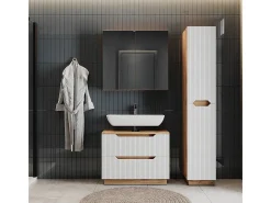 Conjunto de móveis de banheiro carvalho/branco às riscas 79.6x32x62.5 lotta