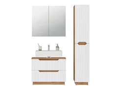 Conjunto de móveis de banheiro carvalho/branco às riscas 79.6x32x62.5 lotta