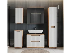 Conjunto de móveis de banheiro carvalho/branco às riscas 79.6x32x62.5 lotta