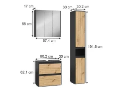 Conjunto de móveis de banheiro antracite/artesanal 60.1x30.1x62 majest