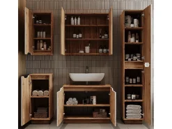Conjunto de móveis de banheiro carvalho/branco com estrutura em azulejo 79.6x32x62.1 lotta