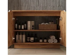 Conjunto de móveis de banheiro carvalho/branco com estrutura em azulejo 79.6x32x62.1 lotta