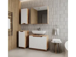Conjunto de móveis de banheiro carvalho/branco com estrutura em azulejo 79.6x32x62.1 lotta