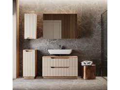 Conjunto de móveis de banheiro carvalho/caxemira às riscas 99.4x32x62.5 lotta
