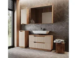 Conjunto de móveis de banheiro carvalho/caxemira às riscas 99.4x32x62.5 lotta