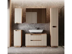 Conjunto de móveis de banheiro carvalho/caxemira às riscas 99.4x32x62.5 lotta