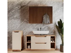 Conjunto de móveis de banheiro carvalho/caxemira às riscas 119.2x35x62.5 lotta