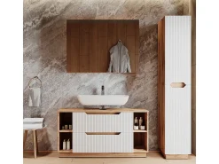 Conjunto de móveis de banheiro carvalho/branco às riscas 119.2x35x62.5 lotta