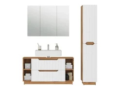 Conjunto de móveis de banheiro carvalho/branco às riscas 119.2x35x62.5 lotta