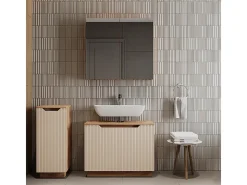 Conjunto de móveis de banheiro carvalho/caxemira às riscas 79.6x32x62.1 lotta