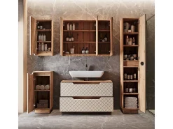 Conjunto de móveis de banheiro carvalho/caxemira com estrutura em azulejo 99.4x32x62.5 lotta
