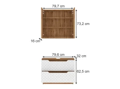 Conjunto de móveis de banheiro carvalho/branco com estrutura em azulejo 79.6x32x62.5 lotta