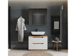 Conjunto de móveis de banheiro carvalho/branco com estrutura em azulejo 79.6x32x62.5 lotta