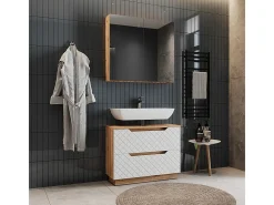 Conjunto de móveis de banheiro carvalho/branco com estrutura em azulejo 79.6x32x62.5 lotta