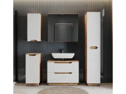 Conjunto de móveis de banheiro carvalho/branco com estrutura em azulejo 79.6x32x62.5 lotta