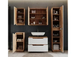 Conjunto de móveis de banheiro carvalho/branco com estrutura em azulejo 79.6x32x62.5 lotta